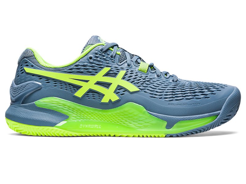 Men\'s Asics Gel-resolution 9 Clay Tennis Shoes Steel Blue/Hazard Green Canada | CA4194-716