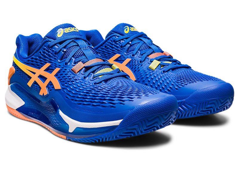 Men's Asics Gel-resolution 9 Clay Tennis Shoes Tuna Blue/Sun Peach Canada | CA7124-706