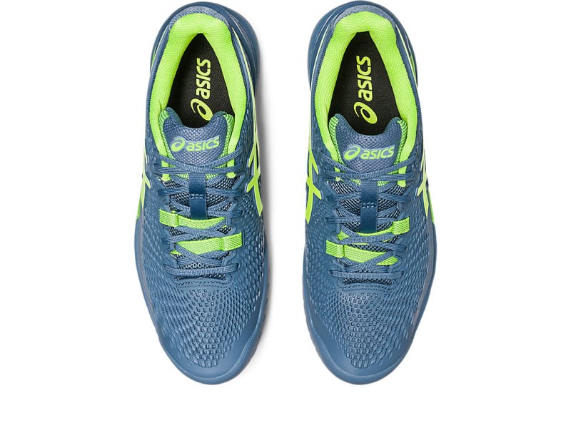 Men's Asics Gel-resolution 9 Tennis Shoes Steel Blue/Hazard Green Canada | CA8366-117