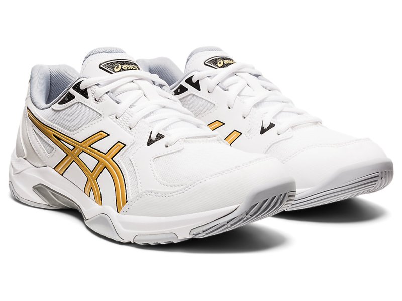 Men's Asics Gel-rocket 10 Volleyball Shoes White/Pure Gold Canada | CA6860-345