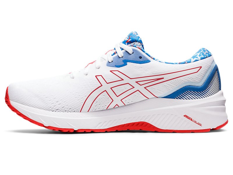 Men's Asics Gt-1000 11 Running Shoes White/Electric Red Canada | CA2636-017