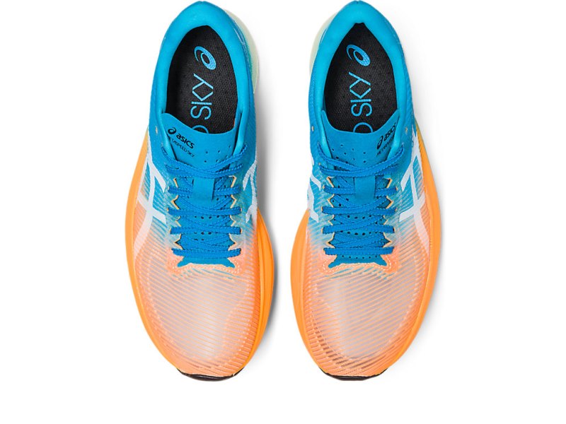 Men's Asics Metaspeed Sky+ Running Shoes Orange Pop/Island Blue Canada | CA3276-111