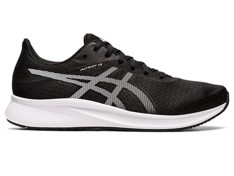 Men\'s Asics Patriot 13 Running Shoes Black/White Canada | CA9253-267