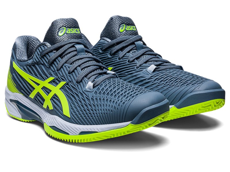 Men's Asics Solution Speed FF 2 Clay Tennis Shoes Steel Blue/Hazard Green Canada | CA2828-750