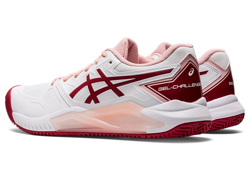 Women's Asics Gel-challenger 13 Clay Tennis Shoes White/Cranberry Canada | CA4645-891