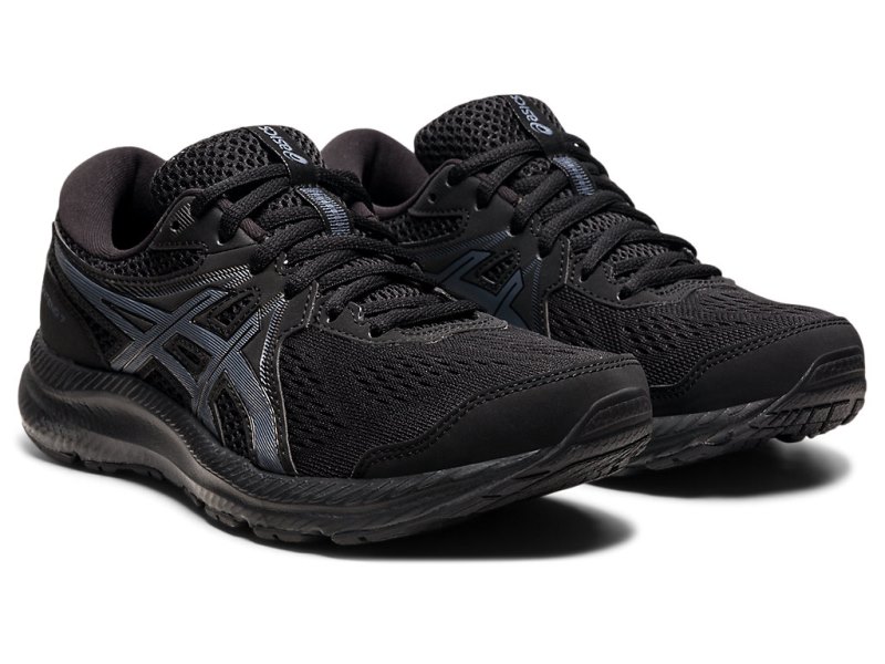 Women's Asics Gel-contend 7 (D) Running Shoes Black/Carrier Grey Canada | CA1577-911