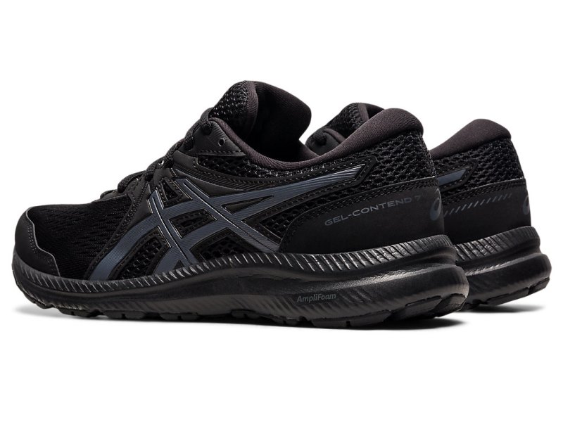 Women's Asics Gel-contend 7 (D) Running Shoes Black/Carrier Grey Canada | CA1577-911