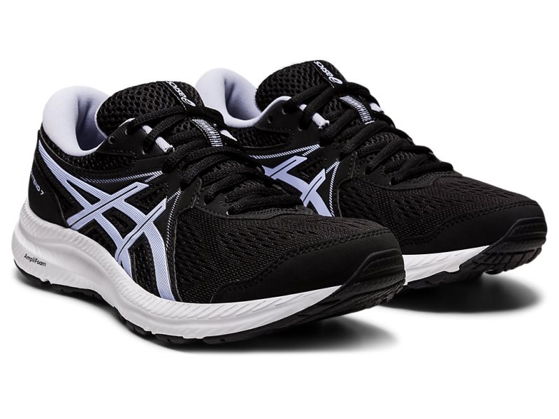 Women's Asics Gel-contend 7 (D) Running Shoes Black/Lilac Opal Canada | CA7228-935