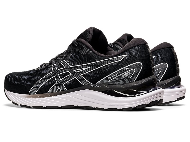 Women's Asics Gel-cumulus 23 (D) Running Shoes Black/White Canada | CA0979-376