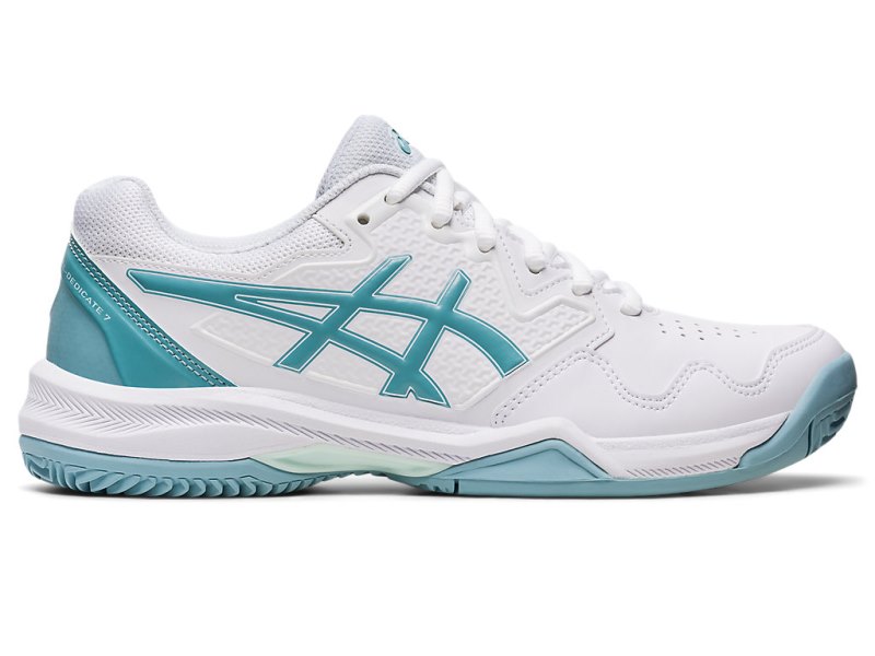 Women\'s Asics Gel-dedicate 7 Clay Tennis Shoes White/Smoke Blue Canada | CA1527-396