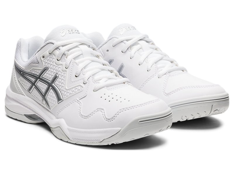 Women's Asics Gel-dedicate 7 Tennis Shoes White/Pure Silver Canada | CA1901-983