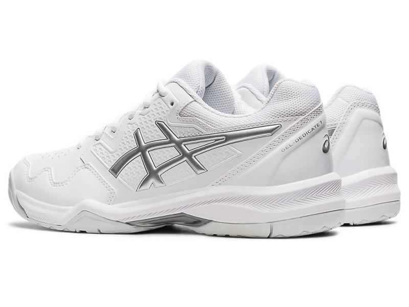 Women's Asics Gel-dedicate 7 Tennis Shoes White/Pure Silver Canada | CA1901-983