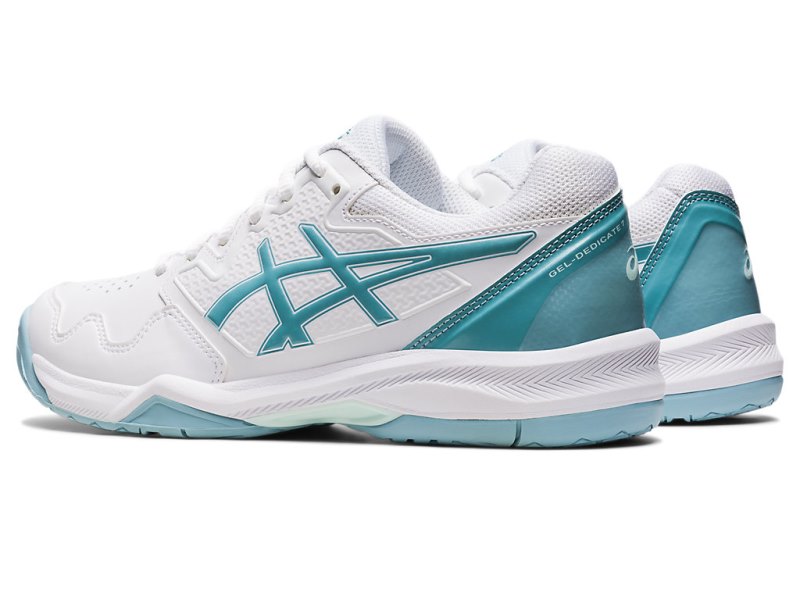 Women's Asics Gel-dedicate 7 Tennis Shoes White/Smoke Blue Canada | CA9460-350