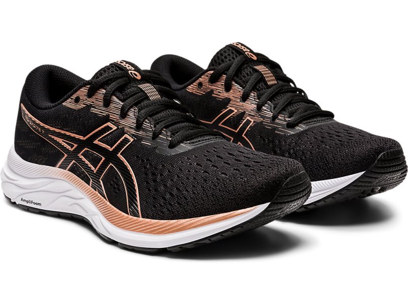 Women's Asics Gel-eXCite 7 Running Shoes Black/Rose Gold Canada | CA1819-776