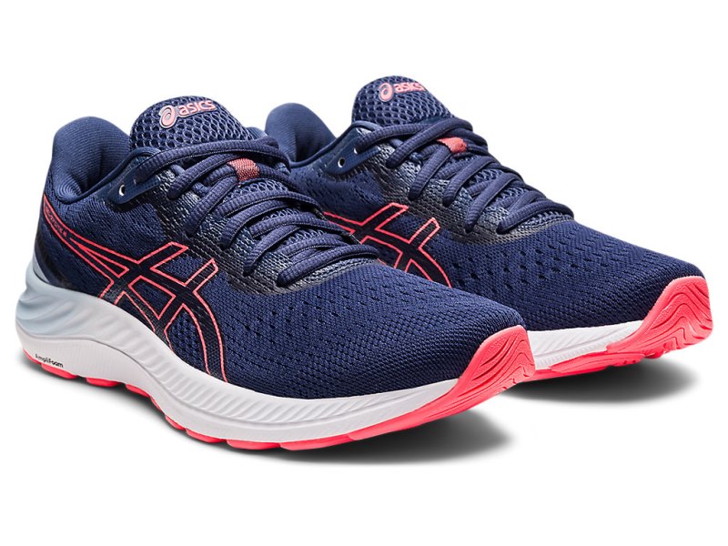 Women's Asics Gel-eXCite 8 (D) Running Shoes Thunder Blue/Blazing Coral Canada | CA1369-027