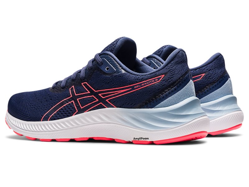 Women's Asics Gel-eXCite 8 (D) Running Shoes Thunder Blue/Blazing Coral Canada | CA1369-027