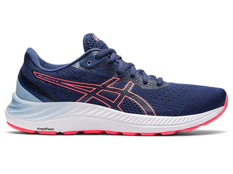 Women\'s Asics Gel-eXCite 8 (D) Running Shoes Thunder Blue/Blazing Coral Canada | CA1369-027