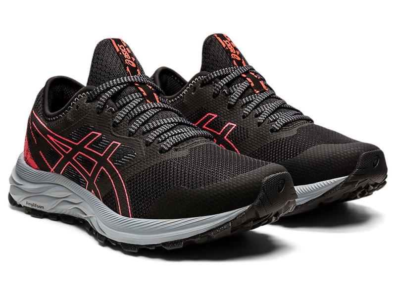 Women's Asics Gel-eXCite Trail Running Shoes Black/Blazing Coral Canada | CA8312-484