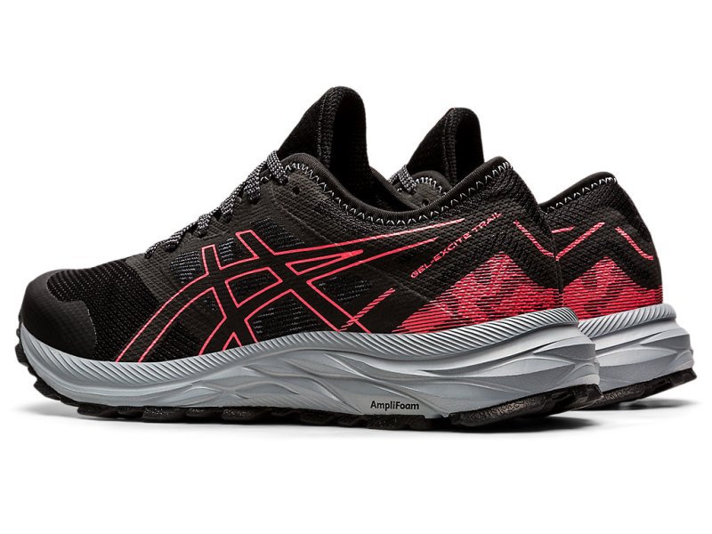 Women's Asics Gel-eXCite Trail Running Shoes Black/Blazing Coral Canada | CA8312-484