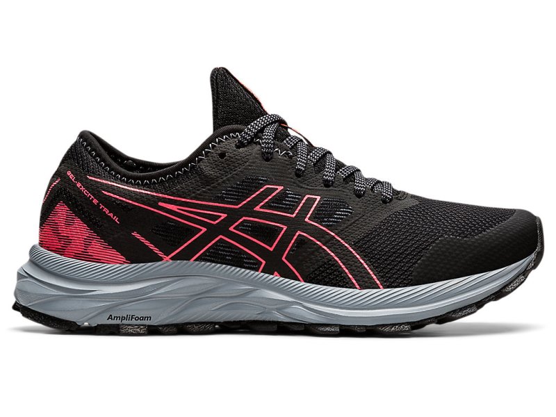 Women\'s Asics Gel-eXCite Trail Running Shoes Black/Blazing Coral Canada | CA8312-484