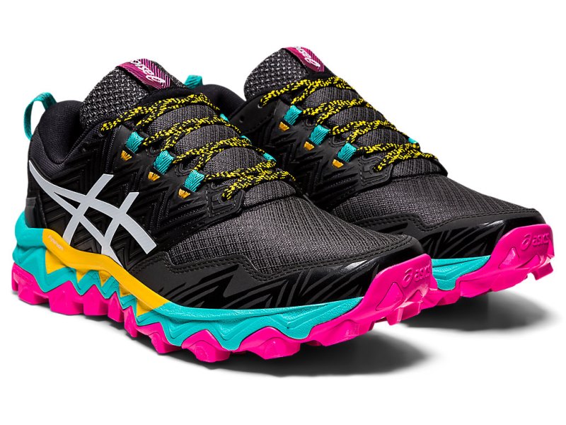 Women's Asics Gel-fujitrabuco 8 Trail Running Shoes Black/White Canada | CA1852-818