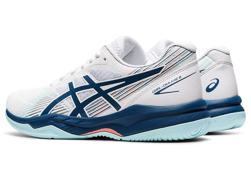 Women's Asics Gel-game 8 Tennis Shoes White/Light Indigo Canada | CA9213-949