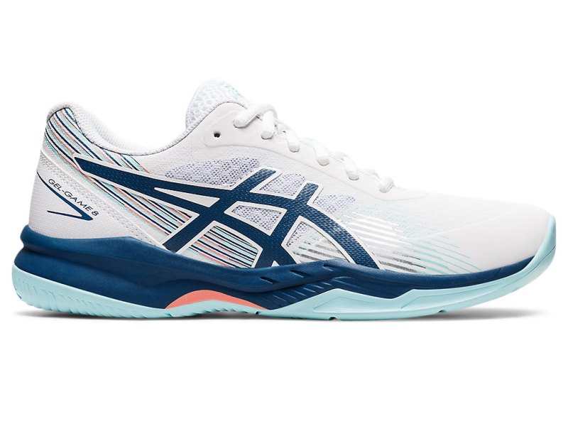 Women\'s Asics Gel-game 8 Tennis Shoes White/Light Indigo Canada | CA9213-949