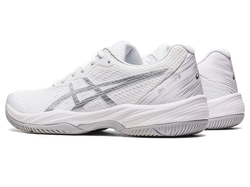 Women's Asics Gel-game 9 Tennis Shoes White/Pure Silver Canada | CA9844-395