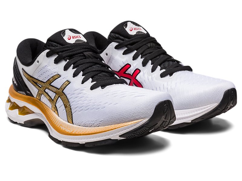 Women's Asics Gel-kayano 27 Running Shoes White/Pure Gold Canada | CA6813-323