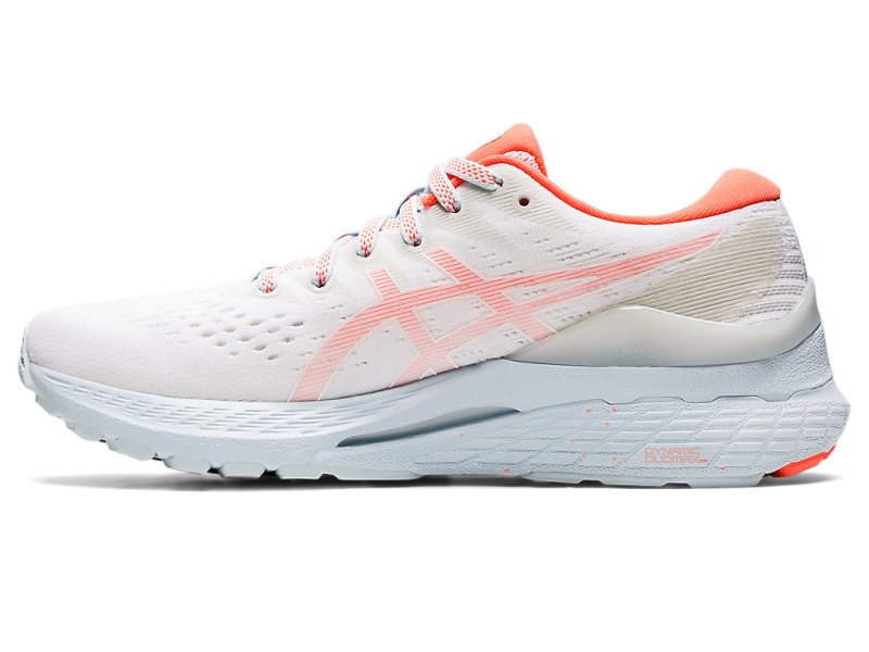 Women's Asics Gel-kayano 28 Running Shoes White/Flash Coral Canada | CA4652-453