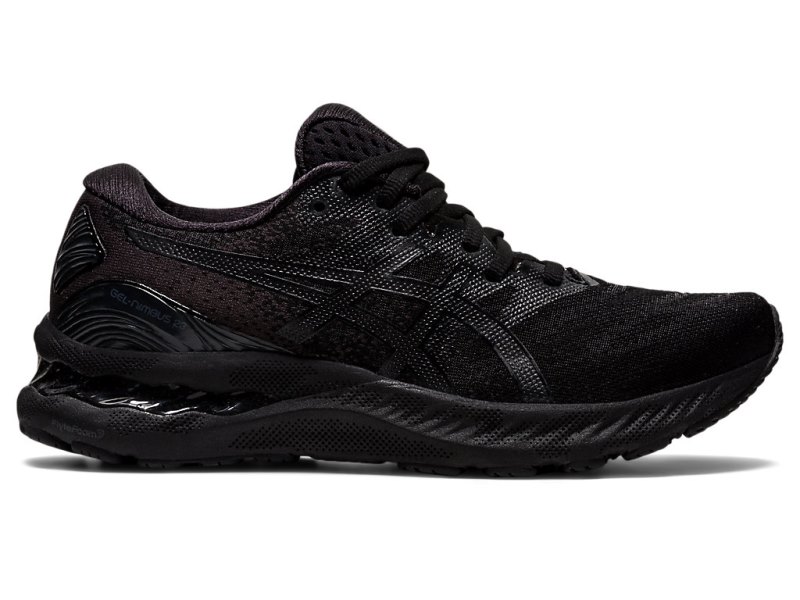 Women\'s Asics Gel-nimbus 23 (D) Running Shoes Black/Black Canada | CA0344-560