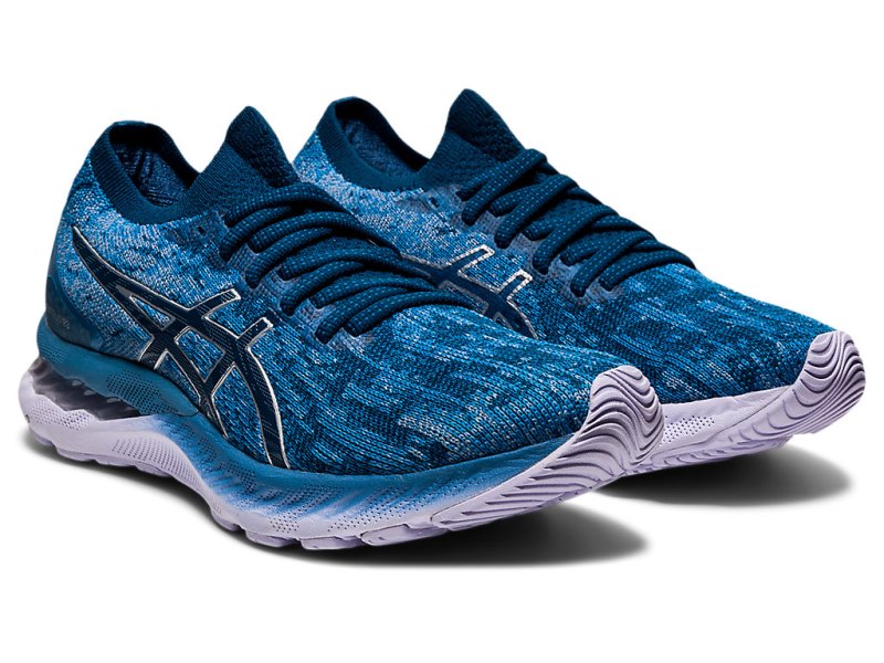 Women's Asics Gel-nimbus 23 Knit Running Shoes Grey Floss/Mako Blue Canada | CA0117-670