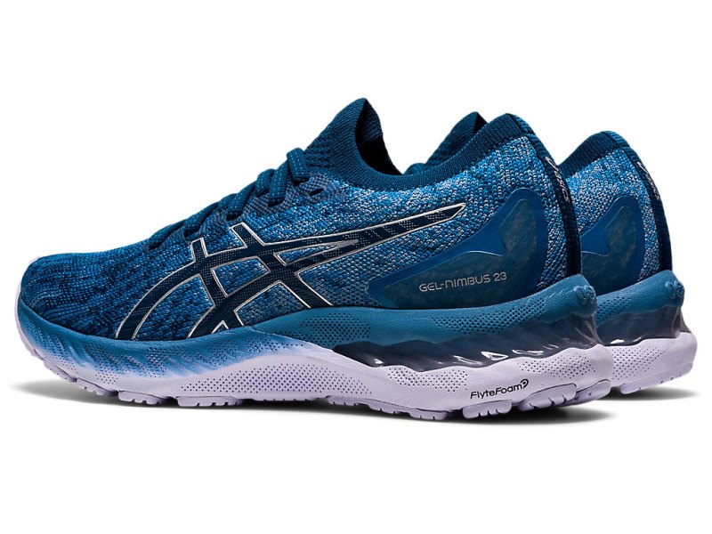 Women's Asics Gel-nimbus 23 Knit Running Shoes Grey Floss/Mako Blue Canada | CA0117-670