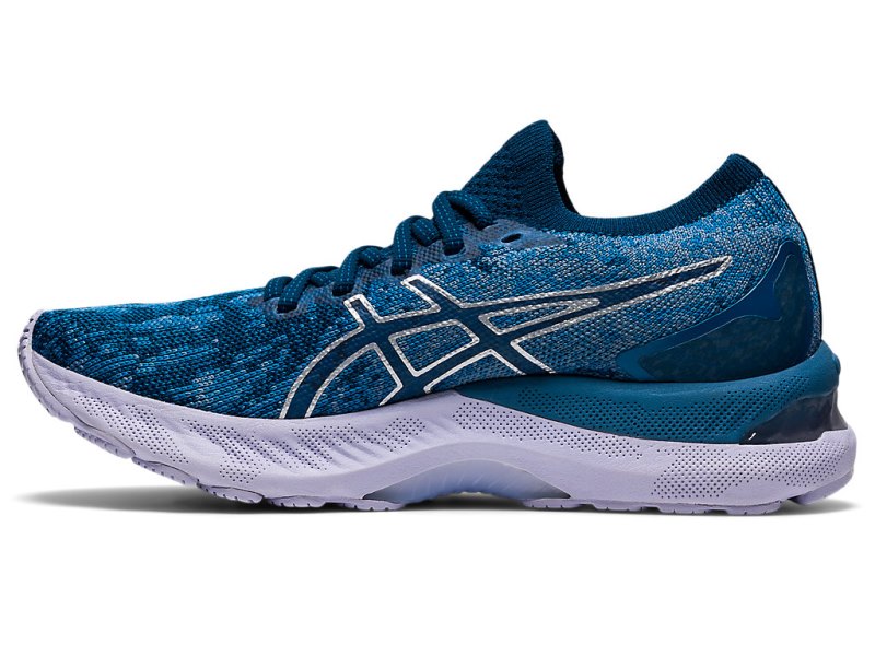 Women's Asics Gel-nimbus 23 Knit Running Shoes Grey Floss/Mako Blue Canada | CA0117-670