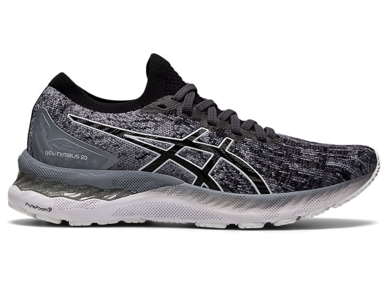 Women\'s Asics Gel-nimbus 23 Knit Running Shoes Sheet Rock/Black Canada | CA9030-682