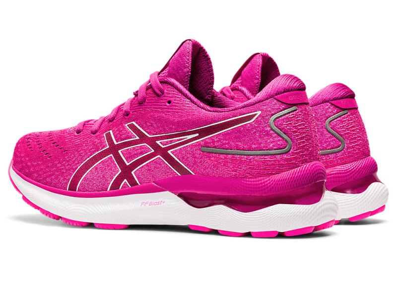 Women's Asics Gel-nimbus 24 Running Shoes Fuchsia Red/White Canada | CA0136-739