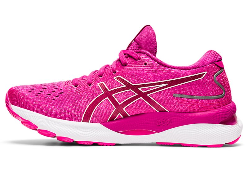 Women's Asics Gel-nimbus 24 Running Shoes Fuchsia Red/White Canada | CA0136-739