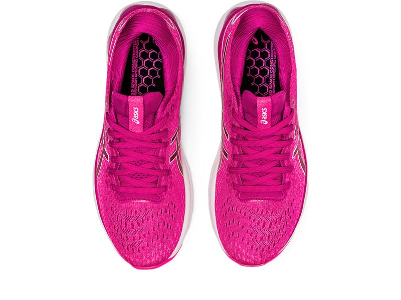 Women's Asics Gel-nimbus 24 Running Shoes Fuchsia Red/White Canada | CA0136-739