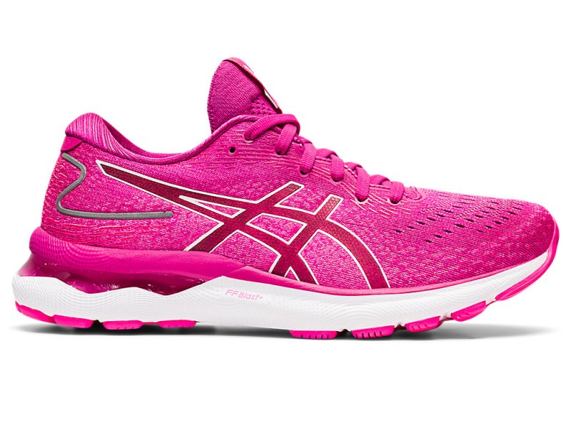 Women\'s Asics Gel-nimbus 24 Running Shoes Fuchsia Red/White Canada | CA0136-739