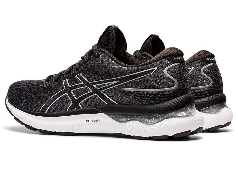 Women's Asics Gel-nimbus 24 Running Shoes Black/Pure Silver Canada | CA1556-230