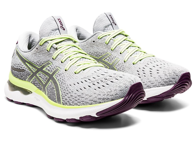 Women's Asics Gel-nimbus 24 Running Shoes Piedmont Grey/Lime Green Canada | CA1608-054