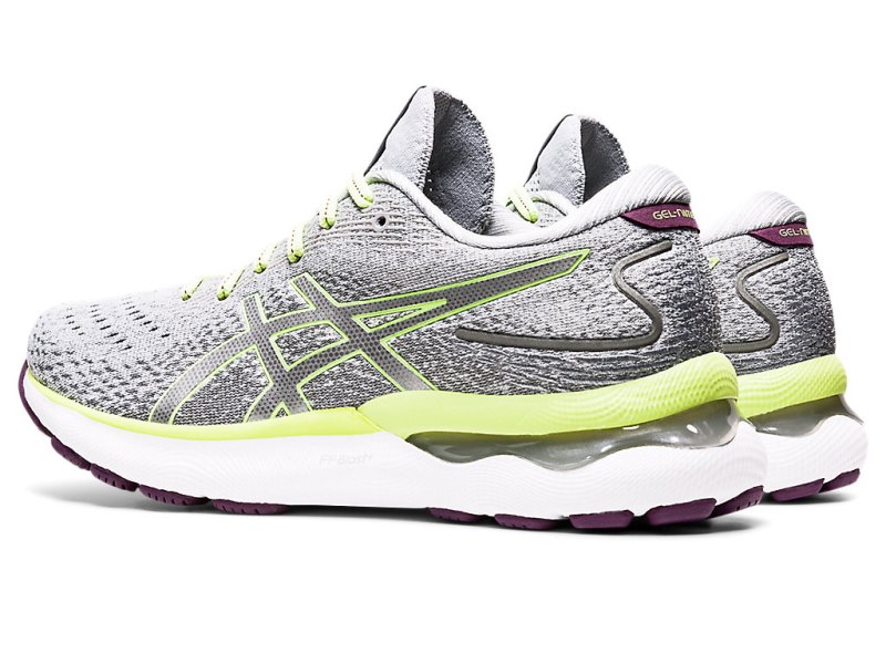 Women's Asics Gel-nimbus 24 Running Shoes Piedmont Grey/Lime Green Canada | CA1608-054