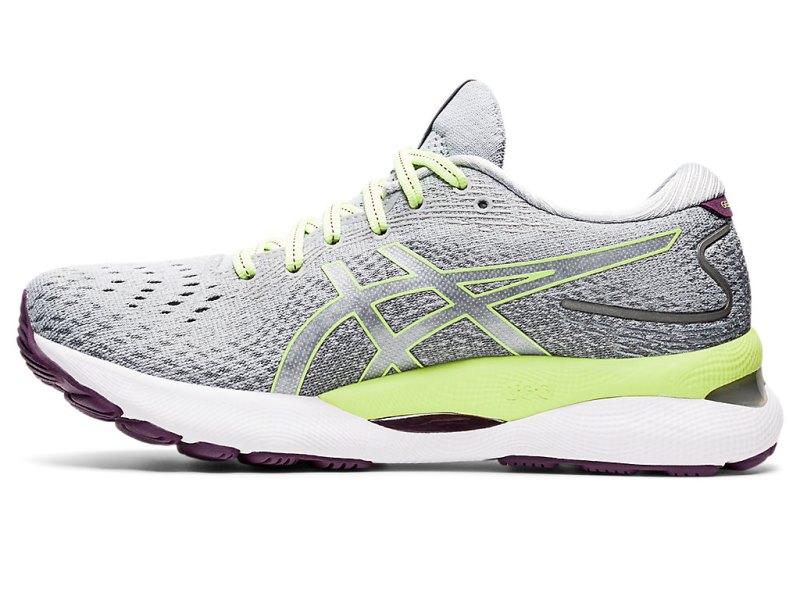 Women's Asics Gel-nimbus 24 Running Shoes Piedmont Grey/Lime Green Canada | CA1608-054