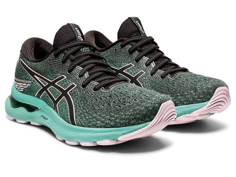 Women's Asics Gel-nimbus 24 Running Shoes Black/Barely Rose Canada | CA2621-744