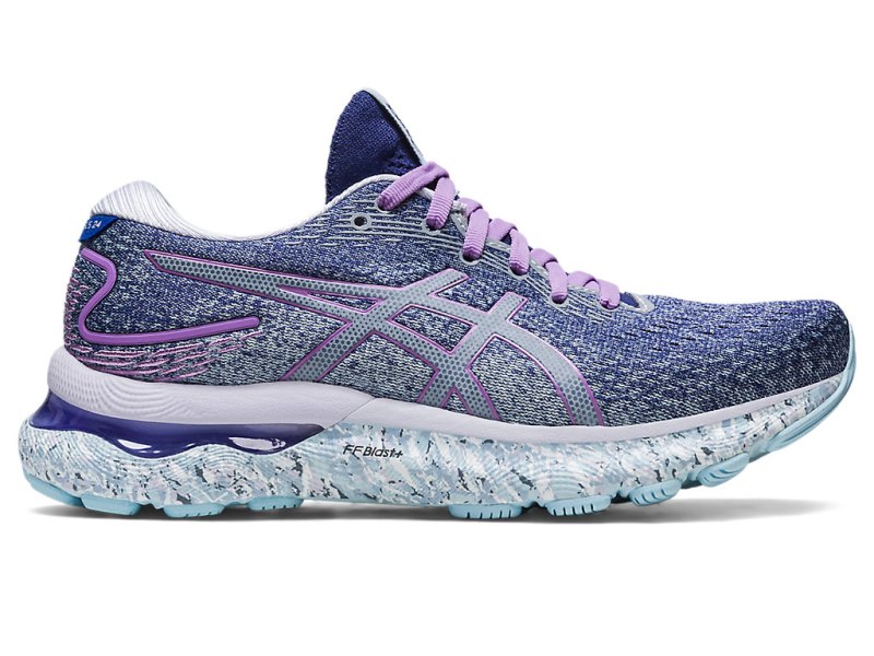 Women\'s Asics Gel-nimbus 24 Running Shoes Twilight Blue/White Canada | CA3124-961