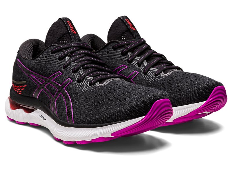 Women's Asics Gel-nimbus 24 Running Shoes Black/Orchid Canada | CA3278-869