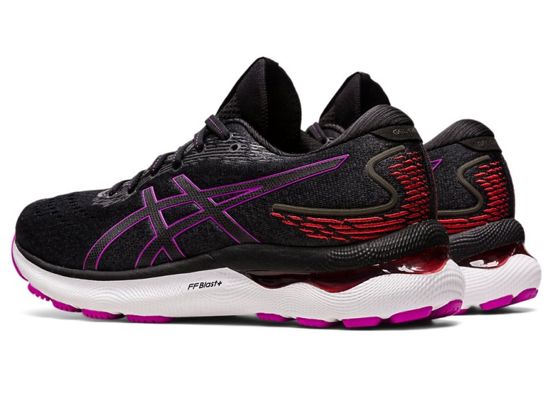 Women's Asics Gel-nimbus 24 Running Shoes Black/Orchid Canada | CA3278-869