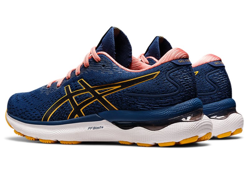 Women's Asics Gel-nimbus 24 Running Shoes Midnight Blue/Tiger Yellow Canada | CA3946-435