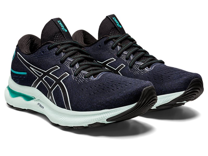 Women's Asics Gel-nimbus 24 Running Shoes Black/Soothing Sea Canada | CA5998-061