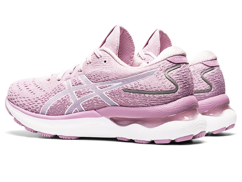 Women's Asics Gel-nimbus 24 Running Shoes Barely Rose/White Canada | CA6410-093